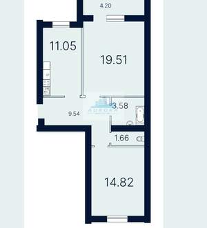 2-к квартира, вторичка, 64м2, 2/10 этаж
