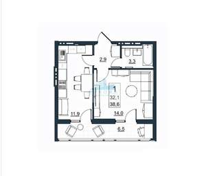 1-к квартира, вторичка, 39м2, 5/10 этаж