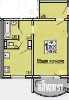 1-к квартира, вторичка, 39м2, 4/10 этаж