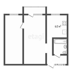 2-к квартира, вторичка, 44м2, 5/5 этаж