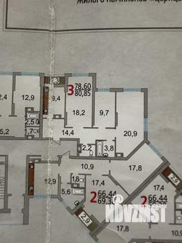 3-к квартира, сданный дом, 90м2, 1/23 этаж