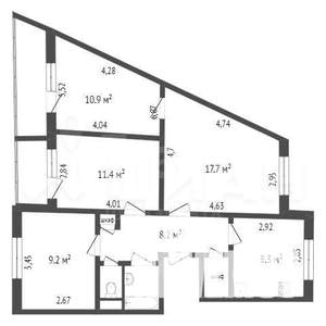 4-к квартира, вторичка, 74м2, 8/10 этаж