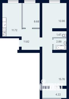 3-к квартира, вторичка, 69м2, 2/4 этаж