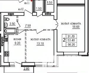 2-к квартира, вторичка, 56м2, 5/10 этаж