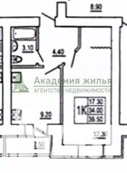 1-к квартира, сданный дом, 34м2, 1/16 этаж