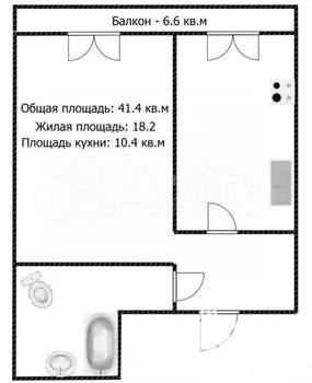 1-к квартира, вторичка, 41м2, 3/9 этаж