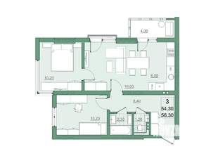 3-к квартира, вторичка, 54м2, 5/22 этаж