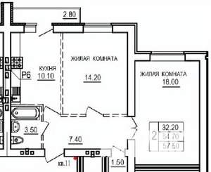 2-к квартира, строящийся дом, 58м2, 10/10 этаж