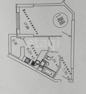 1-к квартира, вторичка, 40м2, 5/23 этаж