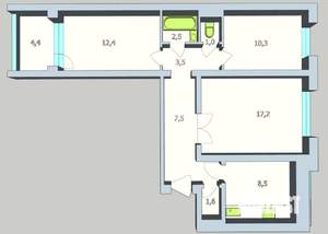 3-к квартира, вторичка, 65м2, 7/9 этаж