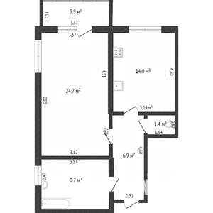 1-к квартира, вторичка, 49м2, 2/10 этаж