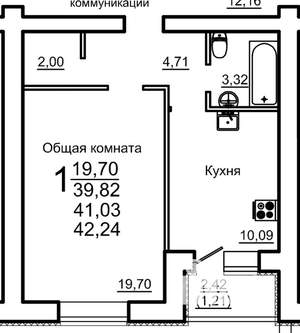 1-к квартира, вторичка, 42м2, 7/10 этаж
