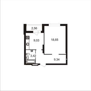 1-к квартира, вторичка, 43м2, 5/20 этаж