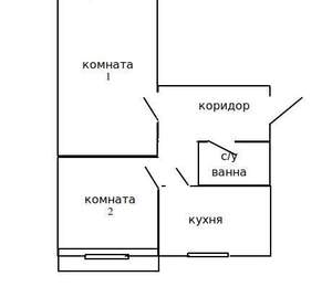 2-к квартира, вторичка, 45м2, 4/5 этаж