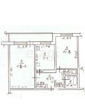 2-к квартира, вторичка, 59м2, 1/10 этаж