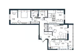 3-к квартира, вторичка, 82м2, 10/10 этаж