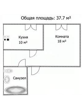 1-к квартира, вторичка, 38м2, 1/9 этаж