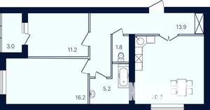 2-к квартира, вторичка, 72м2, 1/4 этаж