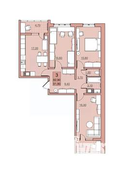 3-к квартира, вторичка, 83м2, 24/24 этаж