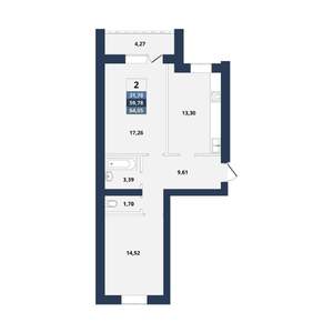 2-к квартира, вторичка, 64м2, 2/10 этаж