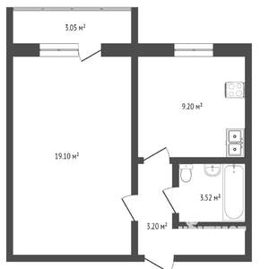 1-к квартира, вторичка, 37м2, 5/9 этаж