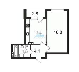 1-к квартира, вторичка, 42м2, 2/4 этаж