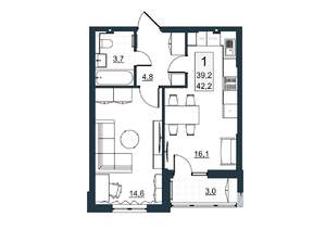 1-к квартира, вторичка, 42м2, 3/10 этаж