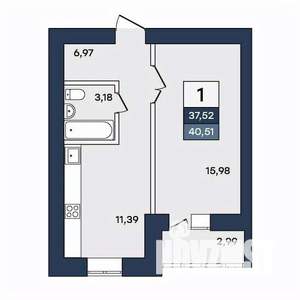 1-к квартира, вторичка, 41м2, 6/10 этаж