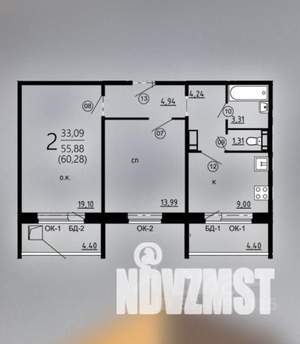 1-к квартира, вторичка, 43м2, 1/10 этаж