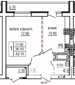 1-к квартира, вторичка, 42м2, 7/10 этаж