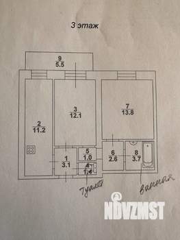 2-к квартира, вторичка, 50м2, 3/4 этаж