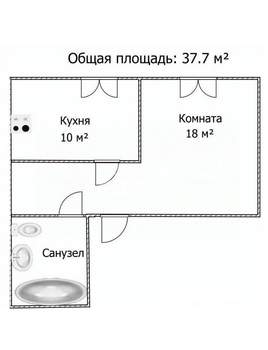 1-к квартира, вторичка, 38м2, 1/9 этаж