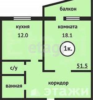 1-к квартира, вторичка, 34м2, 7/10 этаж