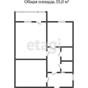 2-к квартира, вторичка, 55м2, 5/5 этаж