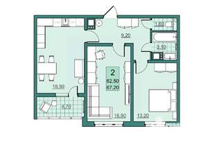 2-к квартира, вторичка, 63м2, 10/10 этаж