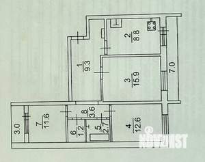 3-к квартира, вторичка, 66м2, 8/9 этаж