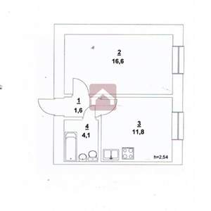 1-к квартира, вторичка, 34м2, 4/10 этаж
