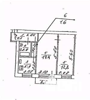 2-к квартира, вторичка, 45м2, 5/5 этаж