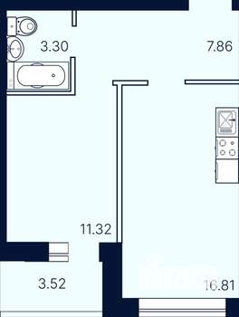 1-к квартира, строящийся дом, 43м2, 7/10 этаж