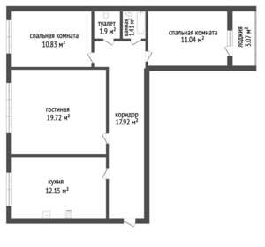 3-к квартира, вторичка, 64м2, 4/9 этаж
