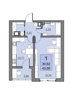 1-к квартира, вторичка, 40м2, 3/24 этаж