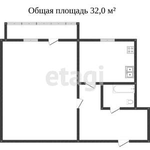 1-к квартира, вторичка, 32м2, 2/5 этаж