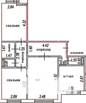 3-к квартира, вторичка, 64м2, 9/9 этаж