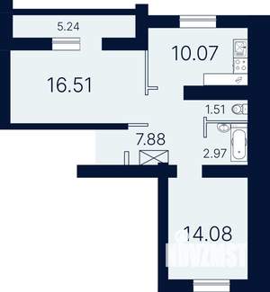 2-к квартира, строящийся дом, 58м2, 4/10 этаж