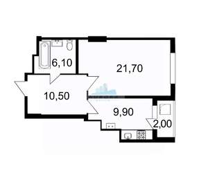 1-к квартира, вторичка, 50м2, 6/16 этаж