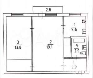 2-к квартира, вторичка, 45м2, 3/3 этаж