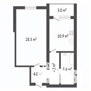 1-к квартира, вторичка, 46м2, 8/10 этаж