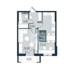 1-к квартира, вторичка, 42м2, 9/10 этаж