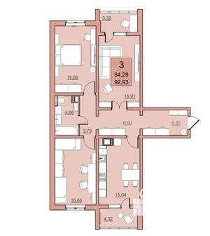 3-к квартира, вторичка, 84м2, 4/24 этаж