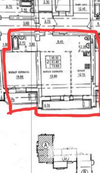 2-к квартира, вторичка, 73м2, 4/10 этаж